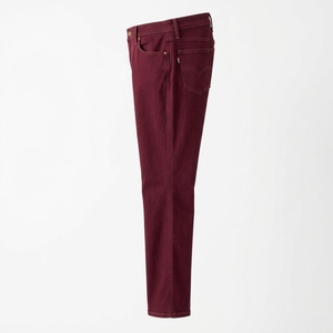 Jean en denim bordeaux coupe droite pour homme, coupe régulière, en coton léger, style streetwear décontracté, idéal pour l'automne, imperméable et respirant - Product Image 3
