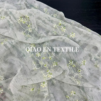 Tissu en maille brodé de feuilles perlées, tulle à sequins, tie-dye vintage pour robe de mariée haute couture