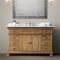 Américain vintage maison armoire de salle de bain en bois table de lavage vanity table lavée console table avec commode