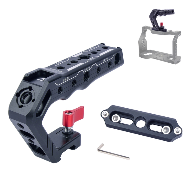 Quick Release Aluminum Camera Handle 1/4" 3/8" Screws for DSLR Mirrorless Gimbal Rig 10KG Load 360 Degree Rotation Flexible