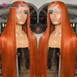 Ginger Red Blonde Orange Color Natural Brazilian Human Hair Lace Front Wigs Pre Plucked Virgin Ginger Hd Lace Wig