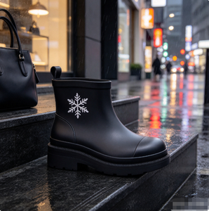 Bottes d'hiver pour femmes, bottines en PVC à imprimé flocon de neige, imperméables, bout rond, pour temps froid, logo personnalisé, marque privée - Product Image 6