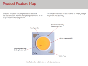 Puce LED COB Bridgelux série E BXKC-30E1501-D-13 937LM 7W 3000k blanc chaud Ra82 152lm/W angle de vision de 120° - Product Image 3