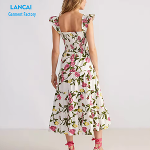 Garment Manufacturers Custom Summer Sleeveless Backless Square Neck Maxi Dress Girls <b>Casual</b> Dresses <b>for</b> <b>Women</b> - Product Image 2