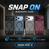 Magnetische telefoonhoes voor iPhone 18 Pro Max met geïntegreerde verborgen standaard, draadloos opladen, schokbestendige beschermhoes