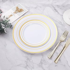 Assiettes en plastique biodégradables et réutilisables de qualité alimentaire PS/PP, personnalisables, pour fêtes et mariages, 10,25 pouces, avec marquage à chaud - Product Image 4