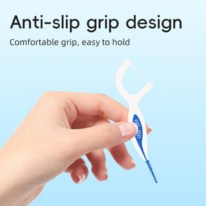 Brosses interdentaires multifonctions AJ Dental Floss Picks 2 en 1, <span class=keywords><strong>manche</strong></span> antidérapant, nettoyage en profondeur, élimination de la plaque <span class=keywords><strong>dentaire</strong></span>, doux pour les gencives, vert - Product Image 4