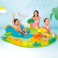 Piscine gonflable d'arrosage de pelouse en PVC d'amusement extérieur d'enfants avec le jouet de fontaine d'eau de toboggan de dinosaure et d'éléphant de champignon de parasol