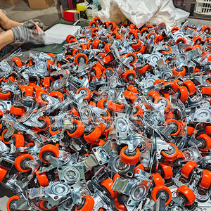 ล้อพีวีซีขนาด 1.5 นิ้ว 2 นิ้ว 2.5 นิ้ว 3 นิ้ว 4 นิ้ว 5 นิ้ว สำหรับงานอุตสาหกรรม ล้อคู่ แบริ่งคู่ วัสดุ PP สีส้ม สำหรับรถเข็น เครื่องมือ หมุนได้ พร้อมเบรก แบบสกรู  OEM - Product Image 4