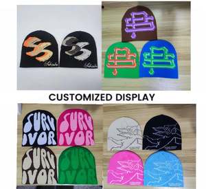 Topi Rajut Akrilik Berkualitas Tinggi Tanpa Lipatan, Topi Skull Fitted dengan Cetak Jacquard Personalisasi, Topi Beanie Y2K untuk Musim Dingin, Santai, dan Sehari-hari - Product Image 5