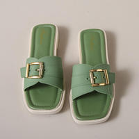 Sandalias Planas de Verano para Mujer, Estilo Coreano, con Hebilla Cuadrada, para la Playa, Uso Diario, Casual, Compras
