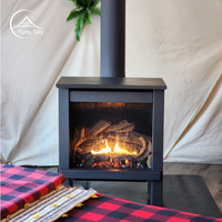 Tente à dôme géodésique Glamping avec rideaux et porte de salle de bain