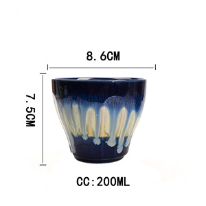Taza de Café Cónica Artesanal con Esmalte Goteado, Vaso de Cerámica Bicolor Hecho a Mano - Product Image 2