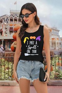 Canotta Casual traspirante per le donne di Halloween ho messo un incantesimo su di voi sorelle Sanderson grafica senza maniche divertente caduta Tee - Product Image 3