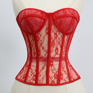 Top <span class=keywords><strong>Corsetto</strong></span> Modellante FancyShape con Pizzo e Rete, Bustier <span class=keywords><strong>Push</strong></span>-<span class=keywords><strong>up</strong></span> in Spandex/Nylon per Feste - Product Image 3