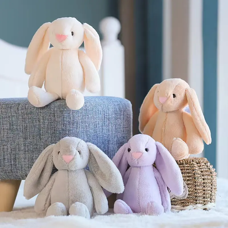 Wholesale Cute Cartoon Brown Soft Bunnies Easter Day Rabbit Toy Long Ear Plush Bunny Stuffed Toys
