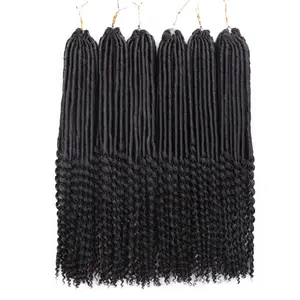 Mais barato por atacado Twist Curly Extensões Natural Preto Longo Sintético Cabelo Crochet Hairpiece Afro Kinky Locks Meches Tranças