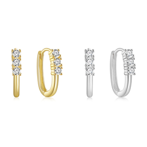 Pendientes de Aro Personalizados CANNER en Plata de Ley S925 con Microcirconitas en Forma de U, Chapados en Rodio de 14k y 18k, Joyería Moderna y Personalizada - Product Image 1
