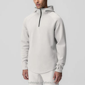 공장 맞춤 로고 제작 하이넥 보온 면 하프 집업 풀오버 무지 헤비웨이트 오버사이즈 남성용 테크 플리스 트레이닝 후드티 - Product Image 1