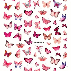 nail stickers zelfklevende ontwerp Suppliers-20 Ontwerpen Manicure Japanse Kleurrijke Vlinder Lijm Nail Art Sticker