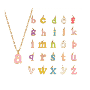 Dijes Iniciales de Acero Inoxidable Esmaltados en Colores, de la A a la Z |   Colgante de Letras Mayúsculas Chapado en Oro PVD de 18K para Fabricación de Joyería DIY - Product Image 1