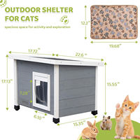 Houten dierenhuis van hoge kwaliteit voor buiten, weerbestendige winterverblijfplaats voor honden en katten, verhoogd ontwerp met raam