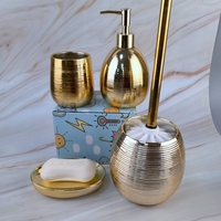 Ensemble d'accessoires de salle de bain rectangulaires en bambou écologique à 6 pièces, motif dessin animé, pour brosse de toilette - Vente chaude