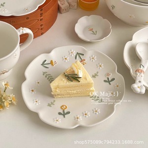 <b>Ceramic</b> <b>Plate</b> Round Flower Pattern For Dessert Fruit Serving Party Use - Product Image 2
