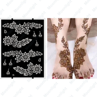 Pochoir de Tatouage au Henné Éphémère Personnalisé pour Dessin Floral Fabrication de Pochoirs de Tatouage au Henné pour Main Entière, Autocollant de Pochoirs au Henné Non Toxique