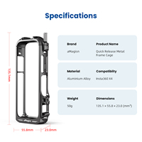 AMagisn Cage de cadre métallique à dégagement rapide pour Insta360 X4 Accessoires de cadre de protection en alliage d'aluminium avec capuchon d'objectif
