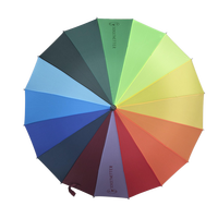 Parapluies en pongee arc-en-ciel en gros avec logo personnalisé, 16 baleines en alliage, coupe-vent, ouverture automatique, grand modèle droit, 190T, luxe moderne