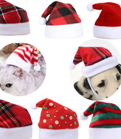 Ensemble confortable et classique de chapeau et écharpe de Père Noël pour animaux de compagnie avec boucle et pompon rouge/blanc pour chats et chiens