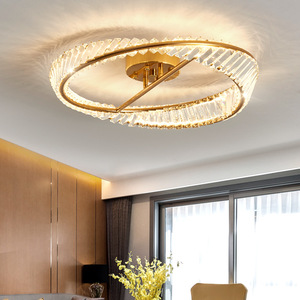 Lámpara LED de cristal de techo circular de anillo de lujo moderna, decoración para el hogar y la Oficina, candelabro montado en Base de Metal - Product Image 1