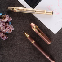 Stylo Rollerball Alpha Court en Laiton Massif, Stylo à Encre à Base d'Eau pour Usage Professionnel et de Bureau