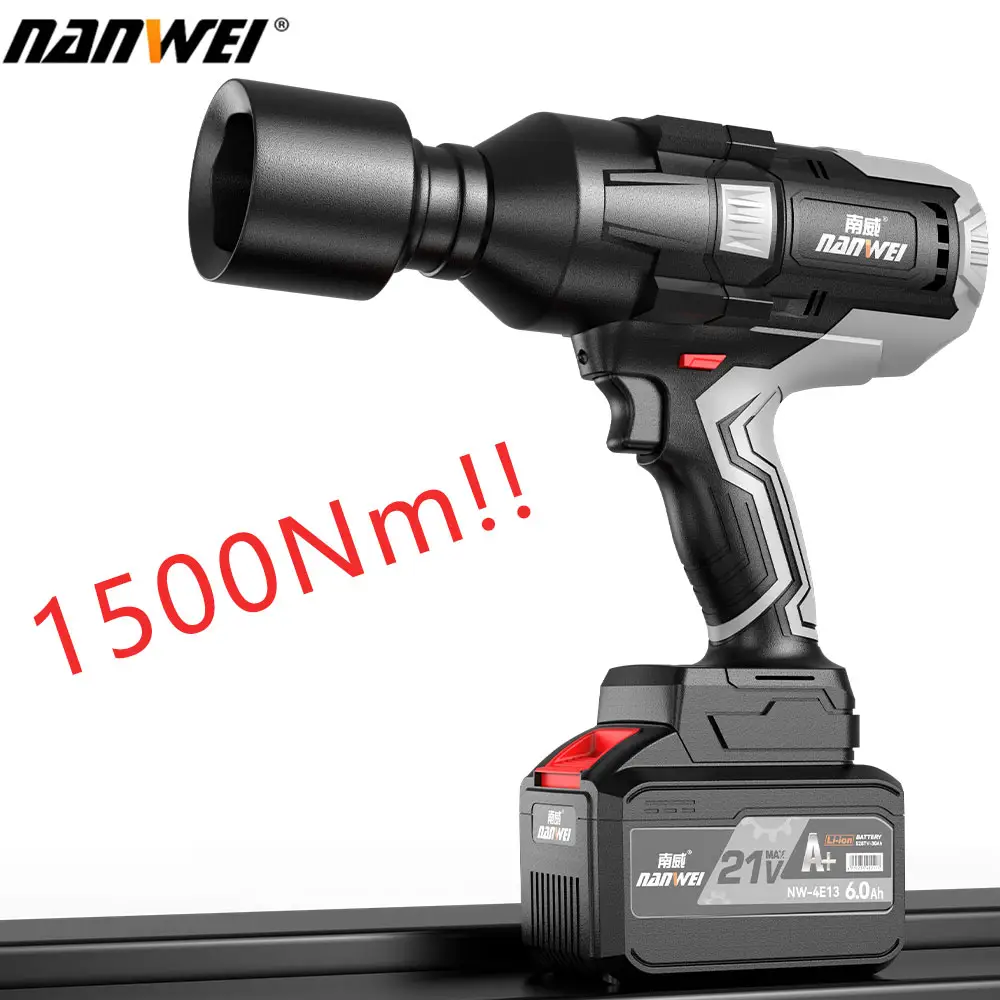 Nanwei 1600NM ручной ключ высокого крутящего момента ударный беспроводной ключ Электрический аккумулятор литий-ионный аккумулятор мощный ключ