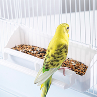 Voarge Lot de 2 mangeoires suspendues pour oiseaux, accessoires pour perroquets, bols d'alimentation pour oiseaux blancs, bols à nourriture pour oiseaux à double compartiment avec support