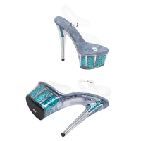 17CM / 7 pouces PVC supérieur femmes mode haut talon plate-forme bride à la cheville sandale pôle chaussures de danse