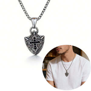 Fashion Jewelry Necklace Pendant Necklace Jewelry For Women Fine Jewelry Necklace Stainless Steel Necklace Perfume <b>Cross</b> Shield - Product Image 1