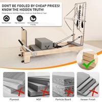 Reformer Pilates en Bois avec Tour pour Studio, Yoga, Entraînement du Core, Gain de Place, Découvrez Plus de Méthodes d'Entraînement, Machine de Pilates