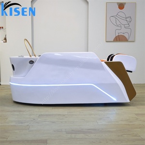 KISEN Lit de spa capillaire japonais blanc, fauteuil de lavage électrique avec bac à shampoing et massage électrique pour salon - Product Image 4