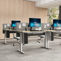 Bureau à domicile moderne modulaire et extensible Bureau relevable réglable en hauteur Table réglable sur pied en bois