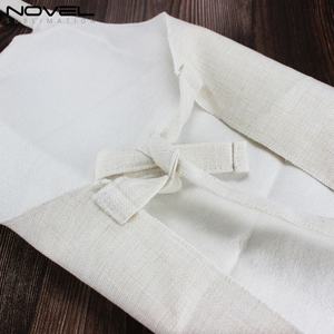 ผ้ากันเปื้อนครัวผ้าลินินสำหรับทำอาหาร ผ้ากันเปื้อนแบบมีสายคล้องคอสำหรับผู้ใหญ่และเด็ก ขอบตรง ขอบพับสำหรับงานซับลิเมชั่น - Product Image 2