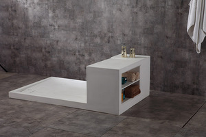 Base y asiento de <span class=keywords><strong>ducha</strong></span> de piedra sólida rectangular blanca K-T005 para baño, brillante o mate - Product Image 3