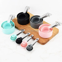 XLT 8pcs Tasses à mesurer et cuillères à mesurer Set Outils et balances Manche en acier inoxydable pour la pâte à pain Gâteau Cuisson