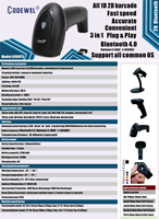Nouveau lecteur de codes-barres USB 1D 2D QR pour TPV, commerce de détail, supermarché, bibliothèque, usage médical et stockage COM