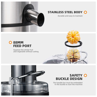 HALEY 4-in-1 Extractor Machine voor thuis en commercieel gebruik, sapcentrifuge voor vers fruit, sinaasappelpers, grote opening, koudpers sapcentrifuge
