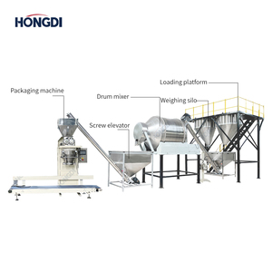 Full Automatic <b>Plastic</b> Powder Mixing Packing Line Dual Storage Silos Rotary <b>Drum</b> Blender High Speed Double Auger Filler 320bag/h - Product Image 3
