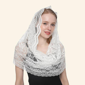 Cape de mariage blanc ivoire 2026, châle en dentelle pour femmes musulmanes, écharpe, mantilles de mariée pour mariage en église, voile en dentelle <span class=keywords><strong>catholique</strong></span> - Product Image 1