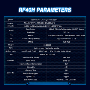 เครื่องเล่นเกม - RF40H เครื่องเล่นเกมย้อนยุคขนาดเล็ก ระบบ Linux พร้อมเกมในตัวกว่า 18000 เกม จอยสติ๊กแบบคู่ Hall Joystick พกพาสะดวก - Product Image 6