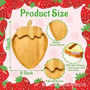 Plateau à fraises en bambou Autonomie, design cartoon pour enfants, pour servir desserts et fruits - Product Image 3